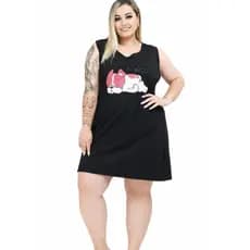 Regatão Feminino Plus Size de Algodão One Love Preto