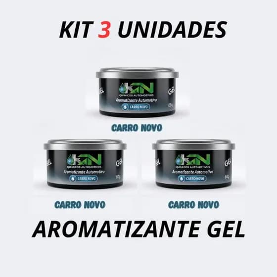 Kit 3 Cheirinho Carro Novo Odorizador Aromatizante Automotivo Pote Gel 60g -Autmotivo Órbi KN