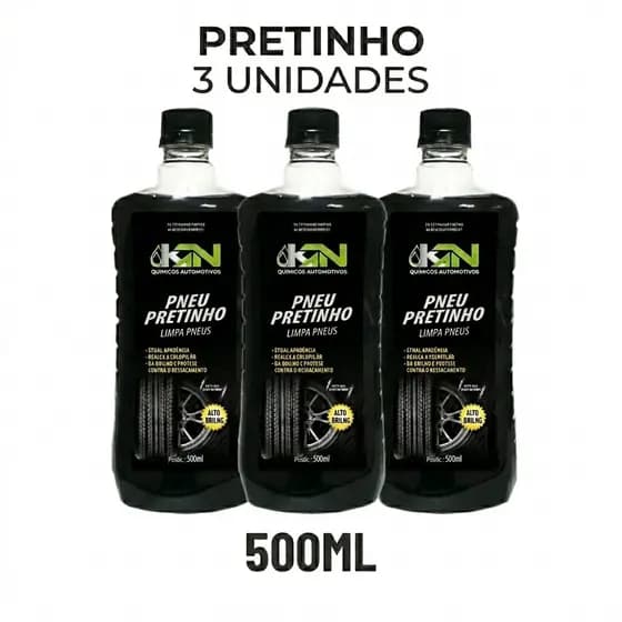 Kit 3x Pretinho limpa pneu Automotivo para Caminhão/carro/motos Kn Brilho Intenso