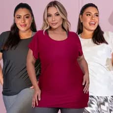 Kit 3 Blusas T-Shirt Femininas Plus Size Academia Básica Seca Rápido Dry Fit Leve Casual Manga Curta