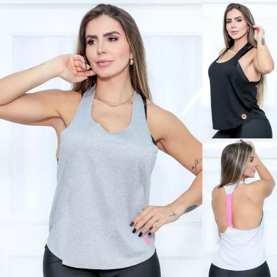 Regata Camiseta Feminina Nadador Viscolycra Academia Casual Confortável Larguinha Promoção
