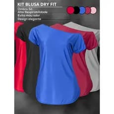 Kit 5 Blusas Feminina Dry Fit Ombro Só Modelo Alongado Tapa Bumbum Treino Academia Corrida Kit Semanal