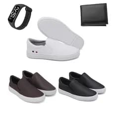 Kit 3 Tênis Sapatênis Iate Original Hype Shoes Com Ilhós - Unissex + Carteira e Relógio