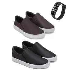 Kit 2 Tênis Sapatênis Iate Original Hype Shoes Com Ilhós - Café/Preto - Unissex + Relógio