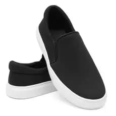 Sapatênis Iate Casual Tênis Slip on Calce Fácil - Esporte Fino - Preto - Unissex