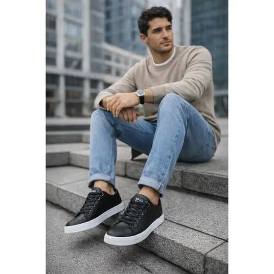 Sapatênis Casual Masculino Hype Shoes - Linha Super Confort - Estilo Urbano Premium - Preto