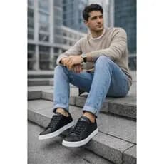 Sapatênis Casual Masculino Hype Shoes - Linha Super Confort - Estilo Urbano Premium - Preto