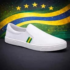 Tênis Iate Slip on Calce Fácil Hype Shoes Com Fita Lateral - Edição Limitada Brasil - Copa - Unissex