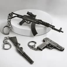 Chaveiro Miniatura AK-47 Uzi Fuzi Escopet Metal Premium Colecionável Para Chaves Carro Mochila