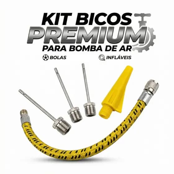 Kit Jogo Bicos Bomba De Ar Encher Inflar Bola Bike Boia 5 Peça Universal e Resistente