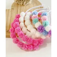 Tiara infantil Pompom, tiara menina laço infantil, tiara pompom