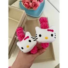 Tiara Infantil Hello Kitty Rosa com Pompom – Acessório de Cabelo para Menina