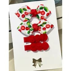 Kit de Laços para menina infantil, Laço cereja, kit com 4 clips menina.