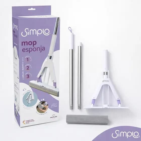 Mop com Refil Espuma Esponja de Pva Sistema de Prensa Simplo - Mop Esponja