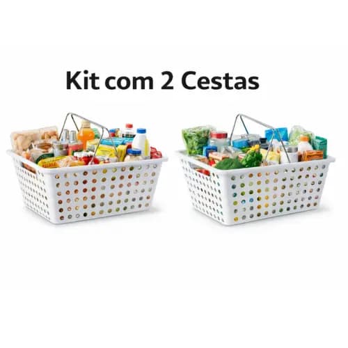 Kit 2 Cesta de Mercado  Supermercado Cestinha Conveniência e Lojas, Organizadora  Reforçadas Grande