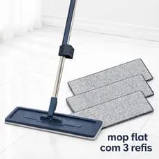 Esfregão Rodo Mop Mágico Inteligente Com 3 Refil FLAT 360° Graus Limpeza De Casa