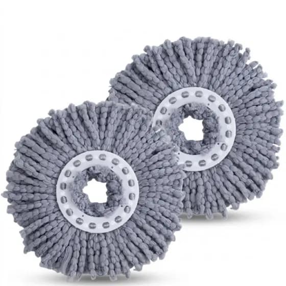 Kit 2 Refis de Microfibra Para Mop Giratório Giro fit Simplo Lavável Limpeza Esfregão 13,5 cm