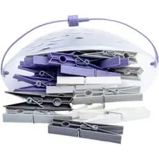 Kit 36 Prendedores de Plástico Com Cesto Multiuso Simplo Varal Roupa Pregador Reforçado