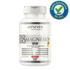 8 Magnésios Puro D'Seven 120 Cápsulas Ultra Forte – Sono, Foco, Relaxamento e Energia 500mg