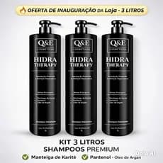 Shampoo Profissional Hidratante 1 Litro Hidra Therapy Q&E Cosméticos Hidratação  Nutrição Reparadora