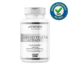 Carvão Vegetal Ativado D'Seven 120 Cáps Puro Detox Intestinal Contra Gases e Desconforto Abdominal