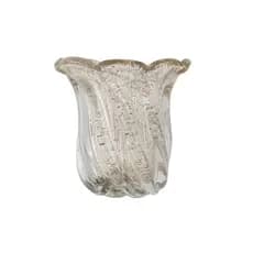 Vaso de Murano Para Flor Laradore Transparente e Pó Dourado