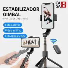 Estabilizador Tripé para Celular 86cm e Bastão Selfie Bluetooth Compacto Controle Remoto
