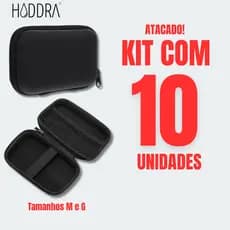 10UN Estojo de Couro Sintético Case Organizador para Acessorios Eletrônicos fones e baterias