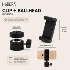 Mini Cabeca para Tripe Ball Head ou Clip Kit Suporte Celular Adaptador Universal Rosca 1/4