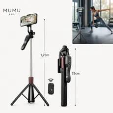 Tripé Celular Suporte 360 Profissional Bastão Selfie 1,7m + Controle Bluetooth Sem Fio Reforçado
