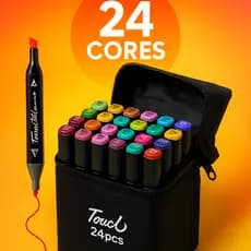 Kit com 24 Canetas Marcadoras Cabeça Dupla – Cores Vibrantes, Secagem Rápida e Estojo Prático!