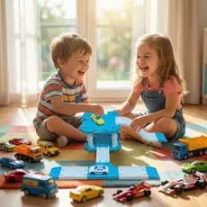 Brinquedo Montar Estacionamento Garagem Carrinhos Corrida Pista 2 Carros Plastico