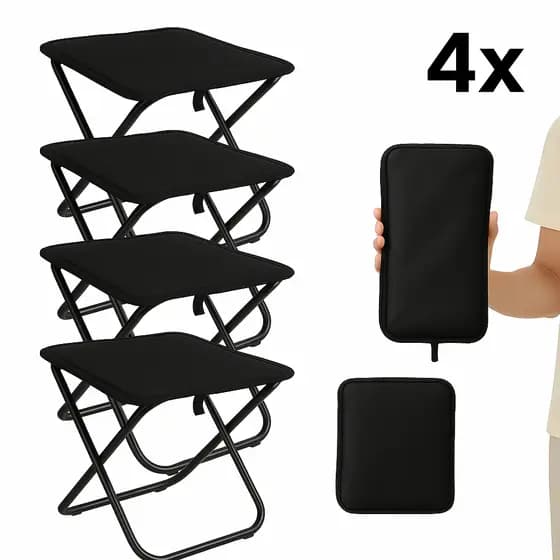 Kit 4 Banquinhos Dobráveis Portáteis Compactos Para Camping