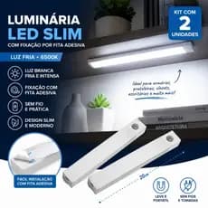 Luminária 20cm Led Barra Recarregável USB Kit 2 Com Sensor Adesivo Autocolante Portátil