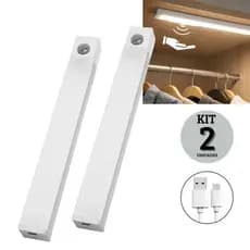 Luminária Led Sensor Adesivo Autocolante Recarregável Portátil Cabo Usb 50cm 2 Unidades