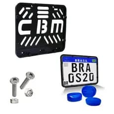 Suporte Protetor Moldura De Placa Moto Mercosul CBM Com Antifurto Universal