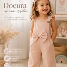 🌟Jardineira Infantil Longa em Veludo Cotelê Premium com Laço🌟