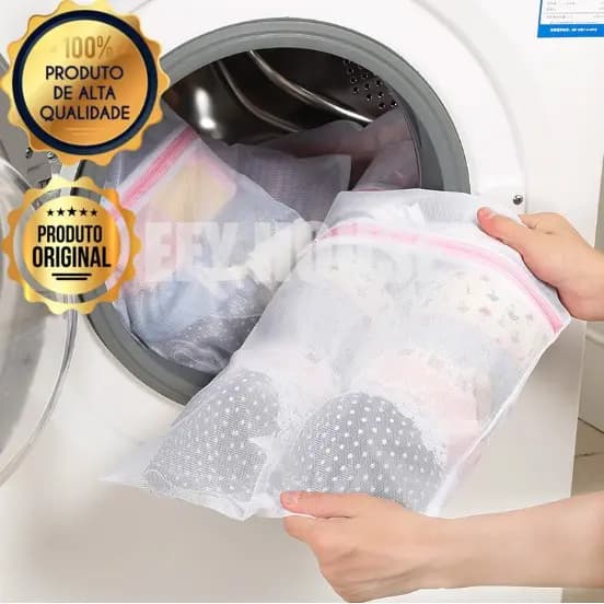 Saco para lavar roupa Kit com 3 (P, M, G) Protetor Roupa Papa bolinha