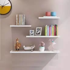 Kit 4 Prateleiras reta 20/25/30/35 nicho Mdf Branco Suporte decoração sala quarto banheiro escritório