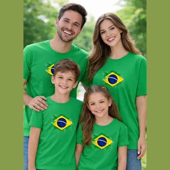 Camiseta adulto Infantil Monte seu kit copa do mundo Uniseex Bandeira do  Brasil 1 peça