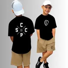 Conjunto Infantil Camiseta e Short Moletinho Times de Futebol Timão
