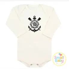 Body Bebe Infantil Times de Futebol Corinthians Algodão Manga Longa