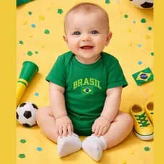 Body Bebê Infantil Unissex Brasil Bandeira copa do mundo Times de futebol