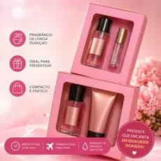 Kit Perfumado Feminino Perfume Loção Corporal Lip Gloss Lip Oil| Presente Elegante