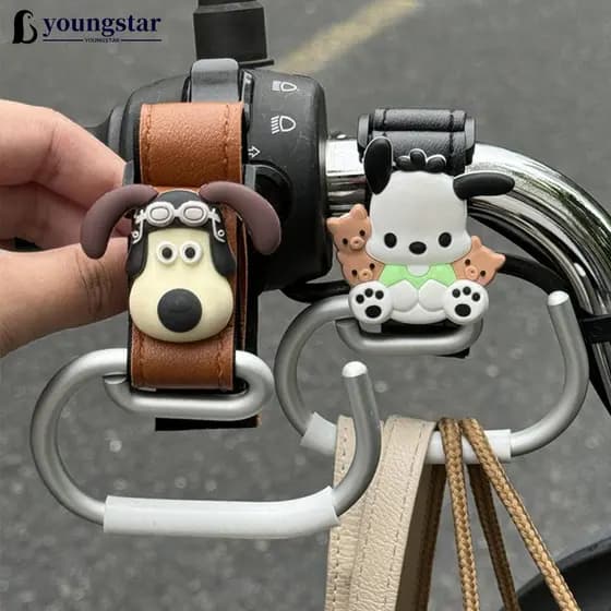 YOUNGSTAR Motocicleta Bicicleta Elétrica Barra De Mão Gancho Capacete Armazenamento Saco Bagagem Titular Couro Liga Alum