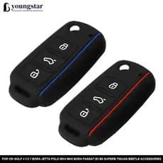 YOUNGSTAR Silicone Chave Do Carro 3 Botão Casos Capa Chaveiro Proteção Para VW Golf 4 5 6 7 Bora Acessórios A2E2
