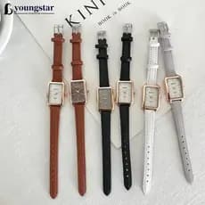 YOUNGSTAR Moda Feminina Retro Simples Chique Relógio De Quartzo Pulseira De Couro Retângulo Q2U3