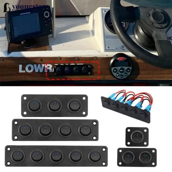 YOUNGSTAR 12V/24V 1-5 Gang Universal RV Caminhão Interruptor De Alternância Painel USB Carro Barco Marinho Azul Vermelho