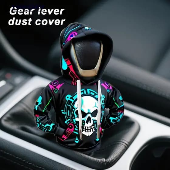 YST Criativo Crânio Alavanca De Engrenagem Do Carro Com Capuz Roupas Capa Pequeno Hoodie Interior Mudança