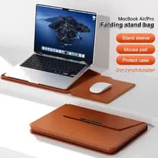 Capa Laptop Sleeve 3 em 1 com Suporte para Notebook PU Leather Case para MacBook 13 15 polegadas